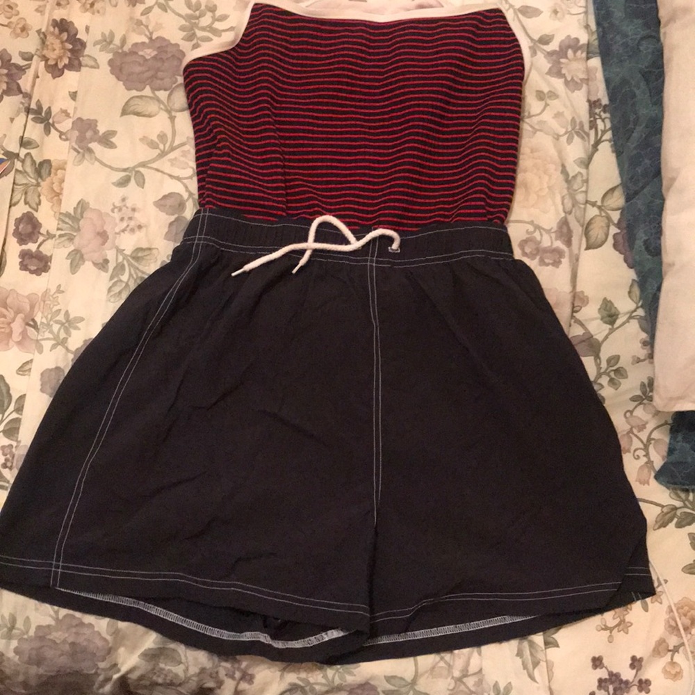 Woman's swimsuit with shorts and drawstring waist